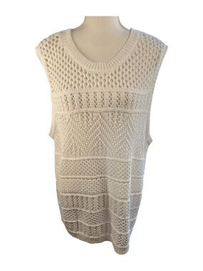 Talbots White Open-Knit V-Neck Sweater Vest NWT!